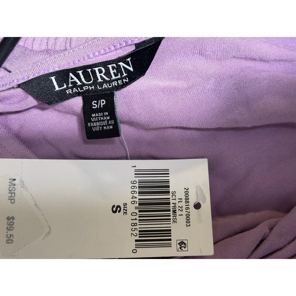 Lauren Ralph Lauren Blouse Womens Small Purple Wrap Jersey Tie Waist Top - Picture 3 of 9